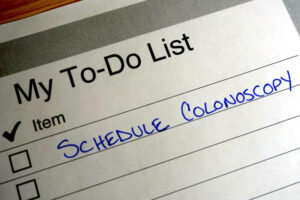 Reminder on to do list to schedule a colonoscopy